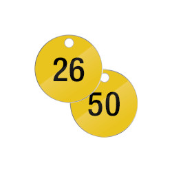 Confezione 25 piastrine num. progressivamente da 26 a 50 col. GIALLO