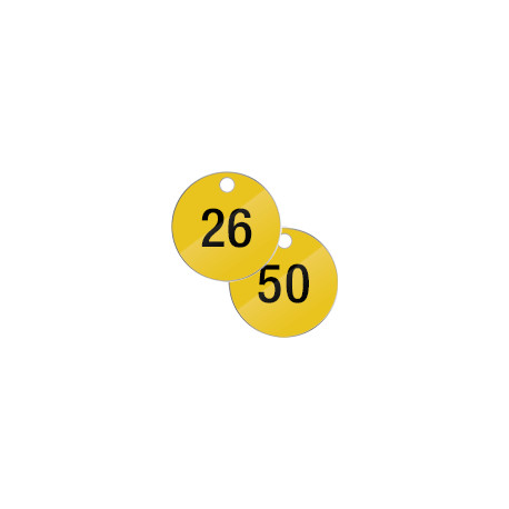 Confezione 25 piastrine num. progressivamente da 26 a 50 col. GIALLO