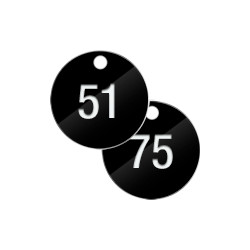 Confezione 25 piastrine numerate progressivamente da 51 a 75 col. NERO