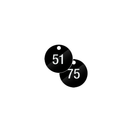 Confezione 25 piastrine numerate progressivamente da 51 a 75 col. NERO