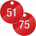 Confezione 25 piastrine numerate progressivamente da 51 a 75 col. ROSSO