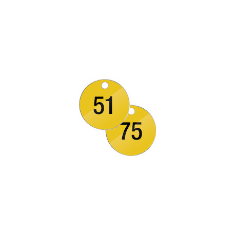 Confezione 25 piastrine num. progressivamente da 51 a 75 col. GIALLO
