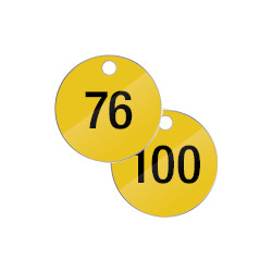 Confezione 25 piastrine num. progressivamente da 76 a 100 col. GIALLO