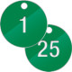 Confezione 25 piastrine numerate progressivamente da 1 a 25 col. VERDE