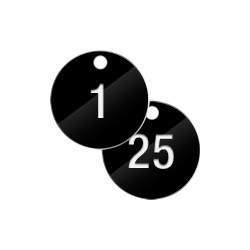 Confezione 25 piastrine numerate progressivamente da 1 a 25 col. NERO