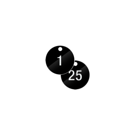 Confezione 25 piastrine numerate progressivamente da 1 a 25 col. NERO