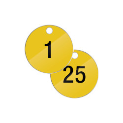Confezione 25 piastrine numerate progressivamente da 1 a 25 col. GIALLO