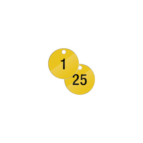 Confezione 25 piastrine numerate progressivamente da 1 a 25 col. GIALLO