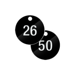 Confezione 25 piastrine numerate progressivamente da 26 a 50 col. NERO