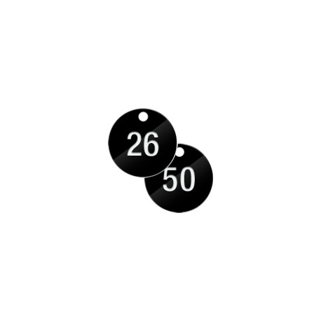 Confezione 25 piastrine numerate progressivamente da 26 a 50 col. NERO