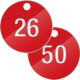 Confezione 25 piastrine numerate progressivamente da 26 a 50 col. ROSSO