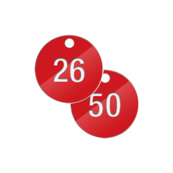 Confezione 25 piastrine numerate progressivamente da 26 a 50 col. ROSSO