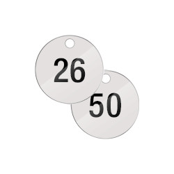 Confezione 25 piastrine numerate progressivamente da 26 a 50 col. B. CO