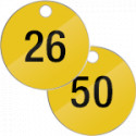 Confezione 25 piastrine num. progressivamente da 26 a 50 col. GIALLO