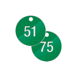 Confezione 25 piastrine numerate progressivamente da 51 a 75 col. VERDE