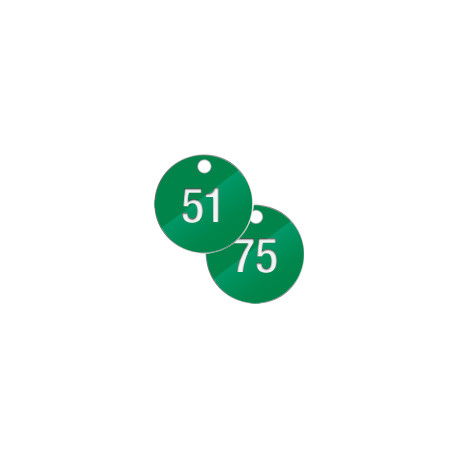 Confezione 25 piastrine numerate progressivamente da 51 a 75 col. VERDE