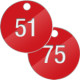 Confezione 25 piastrine numerate progressivamente da 51 a 75 col. ROSSO