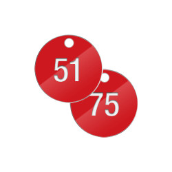 Confezione 25 piastrine numerate progressivamente da 51 a 75 col. ROSSO