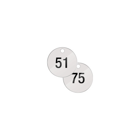Confezione 25 piastrine numerate progressivamente da 51 a 75 col. B. CO
