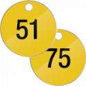 Confezione 25 piastrine num. progressivamente da 51 a 75 col. GIALLO