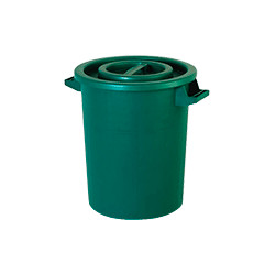 Bidone in polietilene verde con manici da 50 litri