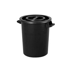 Bidone in polietilene nero con manici da litri 50