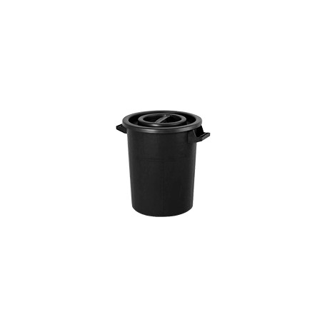 Bidone in polietilene nero con manici da litri 50