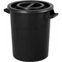 Bidone in polietilene nero con manici da litri 50