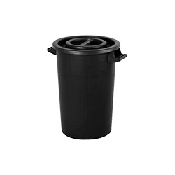 Bidone in polietilene nero con manici da litri 75