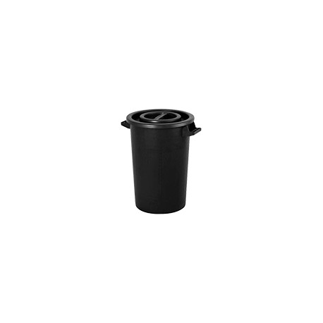 Bidone in polietilene nero con manici da litri 75