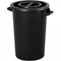 Bidone in polietilene nero con manici da litri 75