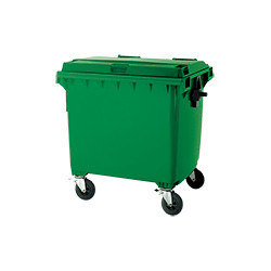 Cassonetto rifiuti SOLIDI coperchio piano L. 1100 VERDE