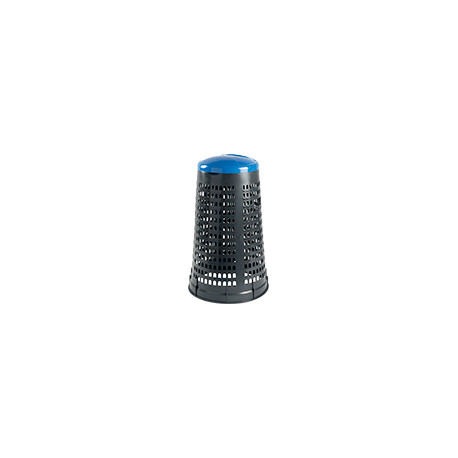Trespolo portasacco in plastica col. grigio c. coperchio BLU cap. 110 lt.