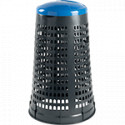 Trespolo portasacco in plastica col. grigio c. coperchio BLU cap. 110 lt.