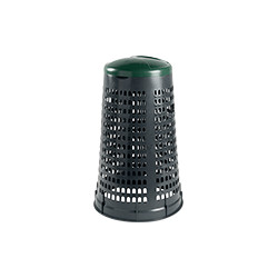 Trespolo portasacco in plastica col. grigio c. coperchio VERDE cap. 110 l