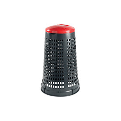 Trespolo portasacco in plastica col. grigio c. coperchio ROSSO cap. 110 l