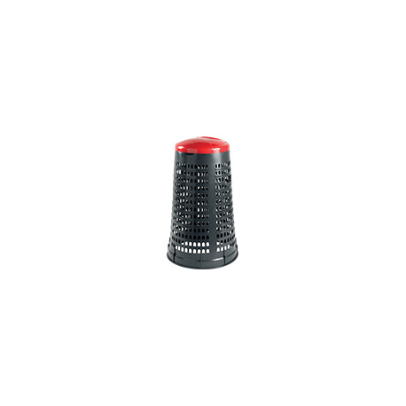 Trespolo portasacco in plastica col. grigio c. coperchio ROSSO cap. 110 l