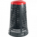 Trespolo portasacco in plastica col. grigio c. coperchio ROSSO cap. 110 l