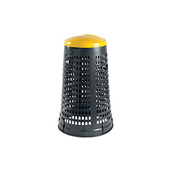 Trespolo portasacco in plastica col. grigio c. coperchio GIALLO cap. 110l