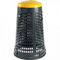 Trespolo portasacco in plastica col. grigio c. coperchio GIALLO cap. 110l