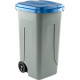 Portarifiuti polipropilene col. grigio+coperchio BLU cap. 100 l c. ruote