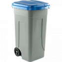 Portarifiuti polipropilene col. grigio+coperchio BLU cap. 100 l c. ruote