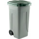 Portarifiuti polipropilene col. grigio+coperchio VERDE cap. 100l c. ruote
