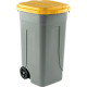 Portarifiuti polipropilene col. grigio+coperchio GIALLO cap. 100l +ruote