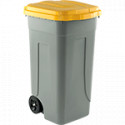 Portarifiuti polipropilene col. grigio+coperchio GIALLO cap. 100l +ruote