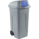 Portarifiuti PLP col. grigio+coperchio BASCULANTE BLU cap. 100 lt +ruote