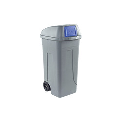 Portarifiuti PLP col. grigio+coperchio BASCULANTE BLU cap. 100 lt +ruote