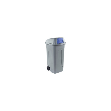 Portarifiuti PLP col. grigio+coperchio BASCULANTE BLU cap. 100 lt +ruote