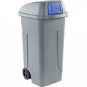 Portarifiuti PLP col. grigio+coperchio BASCULANTE BLU cap. 100 lt +ruote