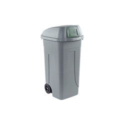 Portarifiuti PLP col. grigio+coperchio BASCULANTE VERDE cap. 100 l+ruote